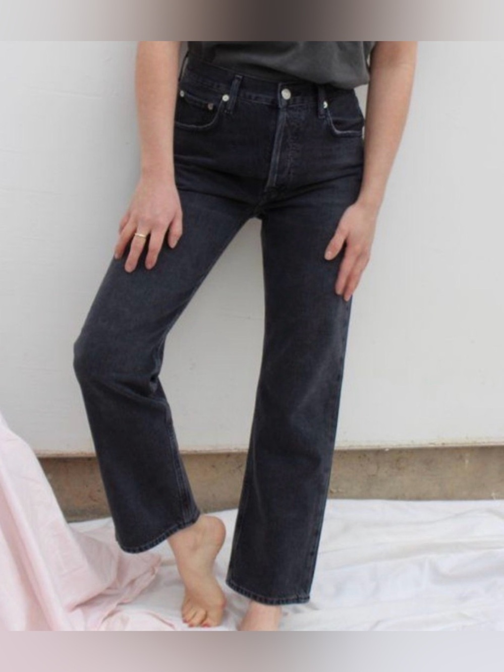 Agolde black distressed jeans size 25 luxury upscale fancy casual old money